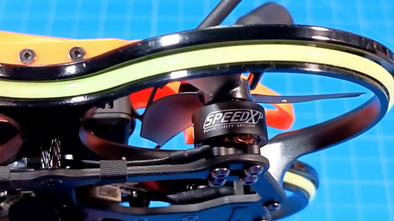 Speedix X2 1104 motor with Gemfan GP2219 tri‑blade prop mounted on a DarkStar22 ducted frame