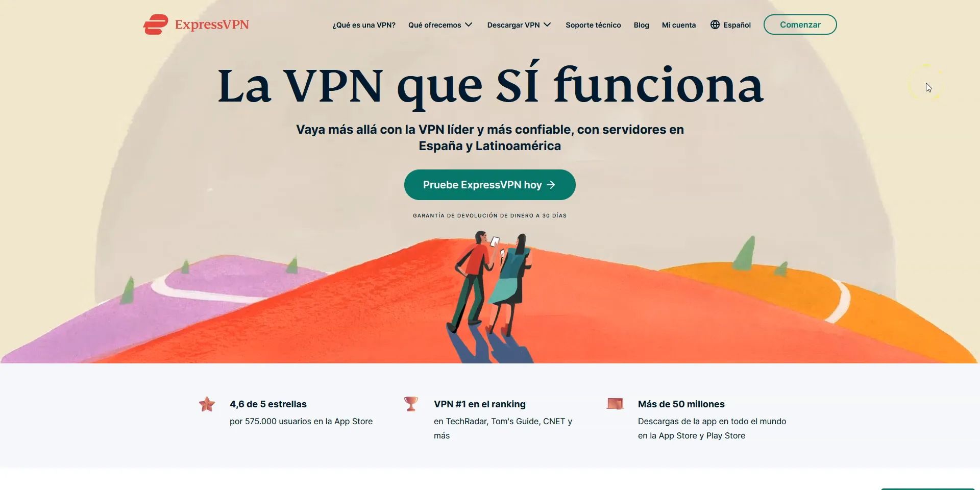 Interfaz de ExpressVPN