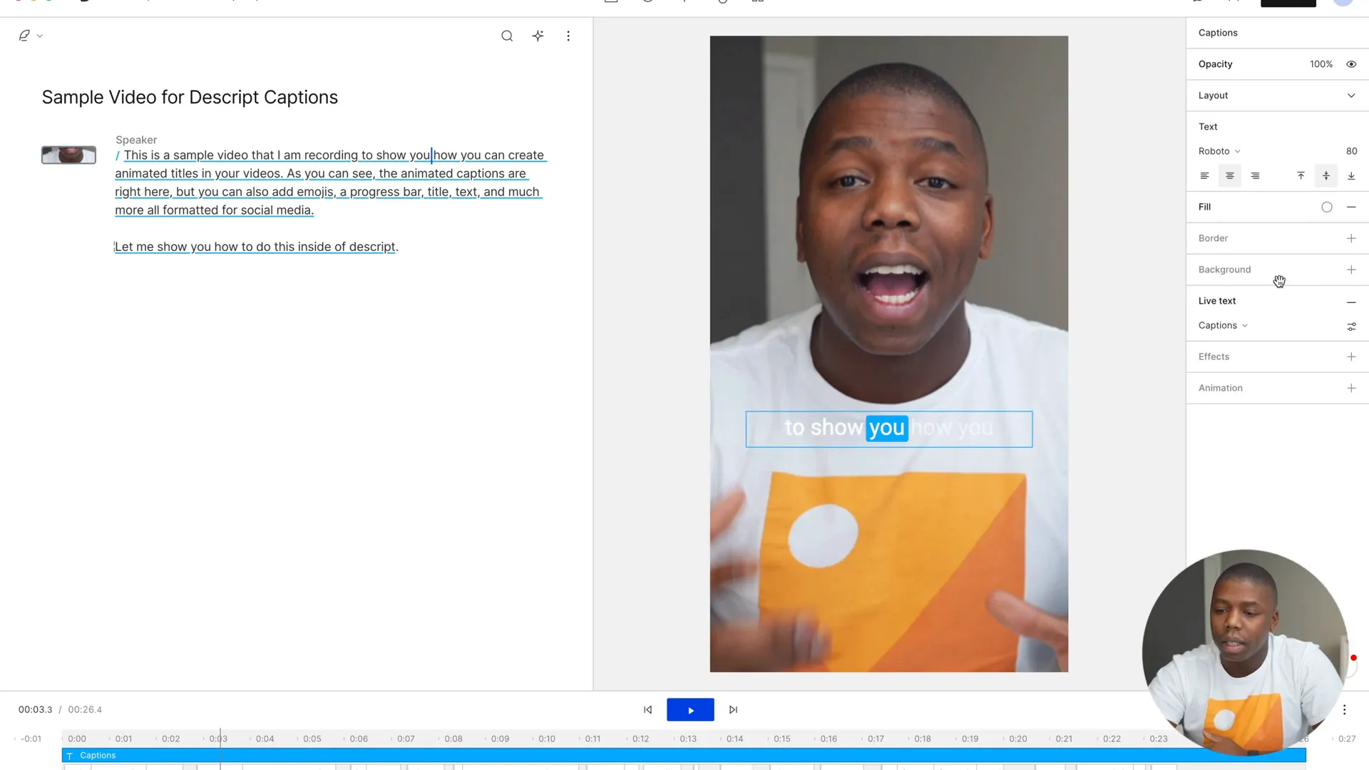 Customizing caption styles. Customizing caption styles.