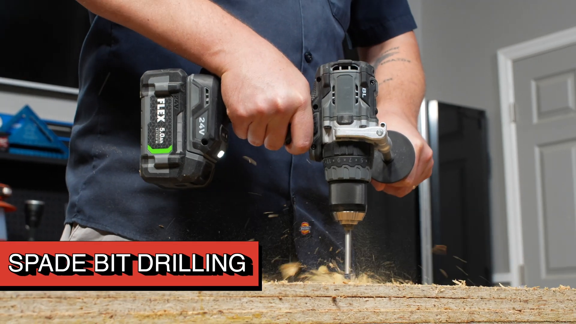 Drilling holes through stacked OSB with a spade bit