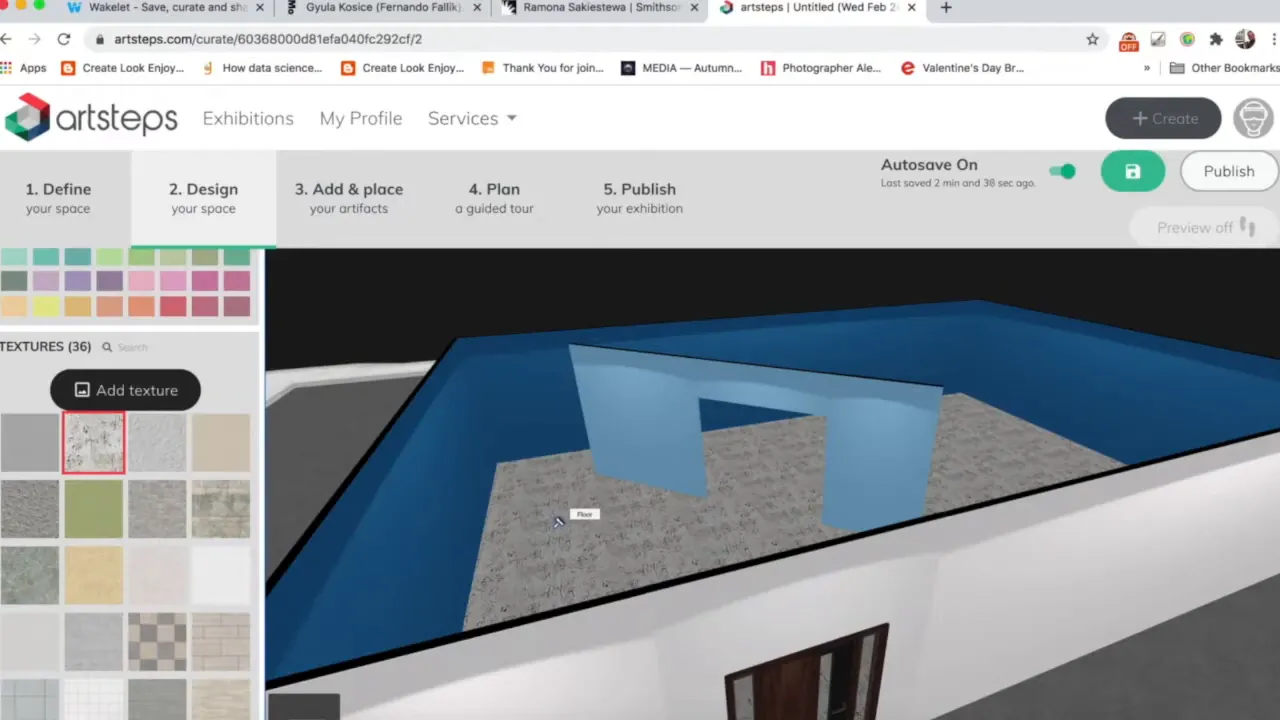 Applicazione di texture sulle superfici del museo