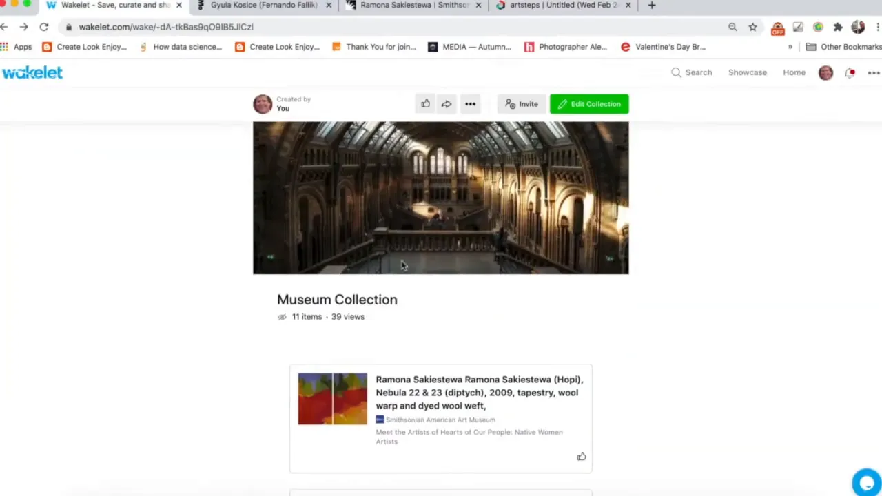 Schermata per aggiungere un'immagine al museo virtuale