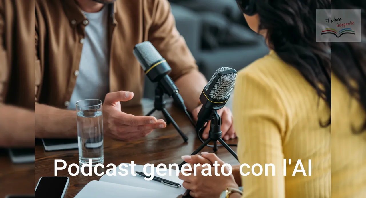 Podcast generato con intelligenza artificiale con microfoni e registrazione