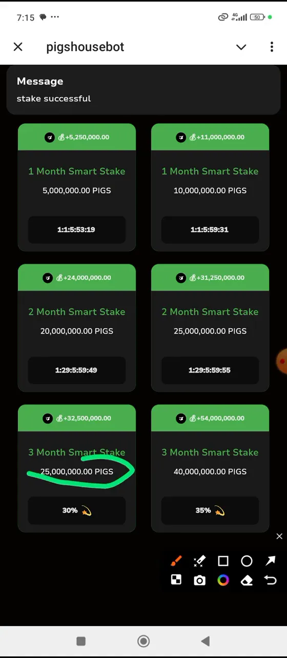 End of staking period in Pighouse