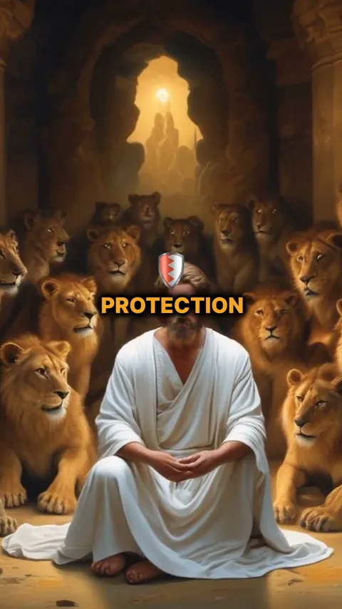 Daniel in the lion’s den, unharmed among lions