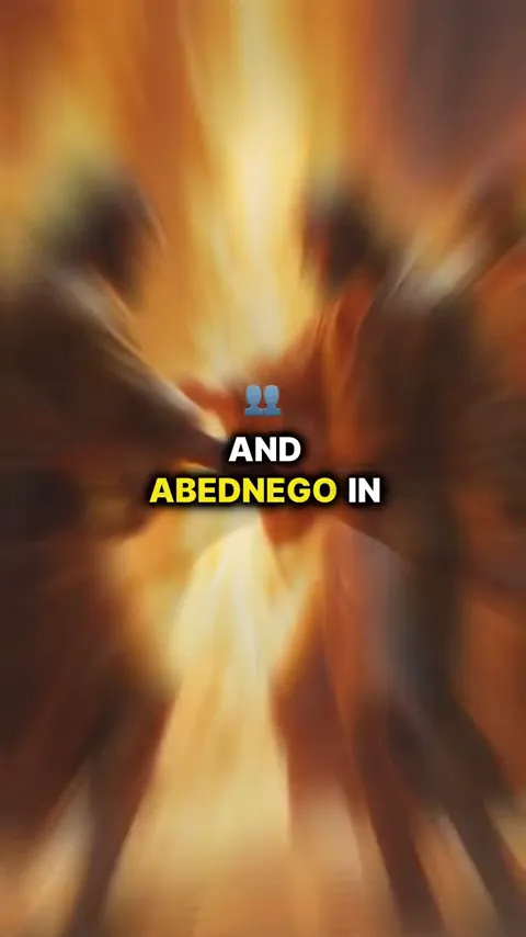 Shadrach, Meshach, and Abednego walking in the fiery furnace with a divine figure