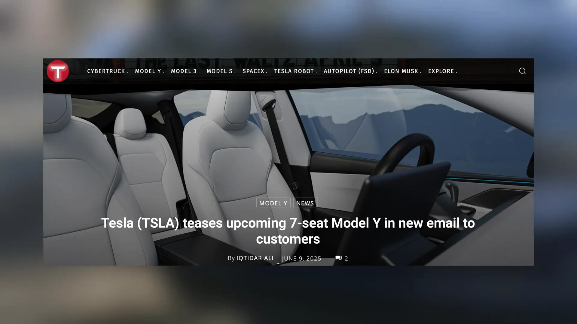 Tesla Model Y promotional email hinting at seven-seater option