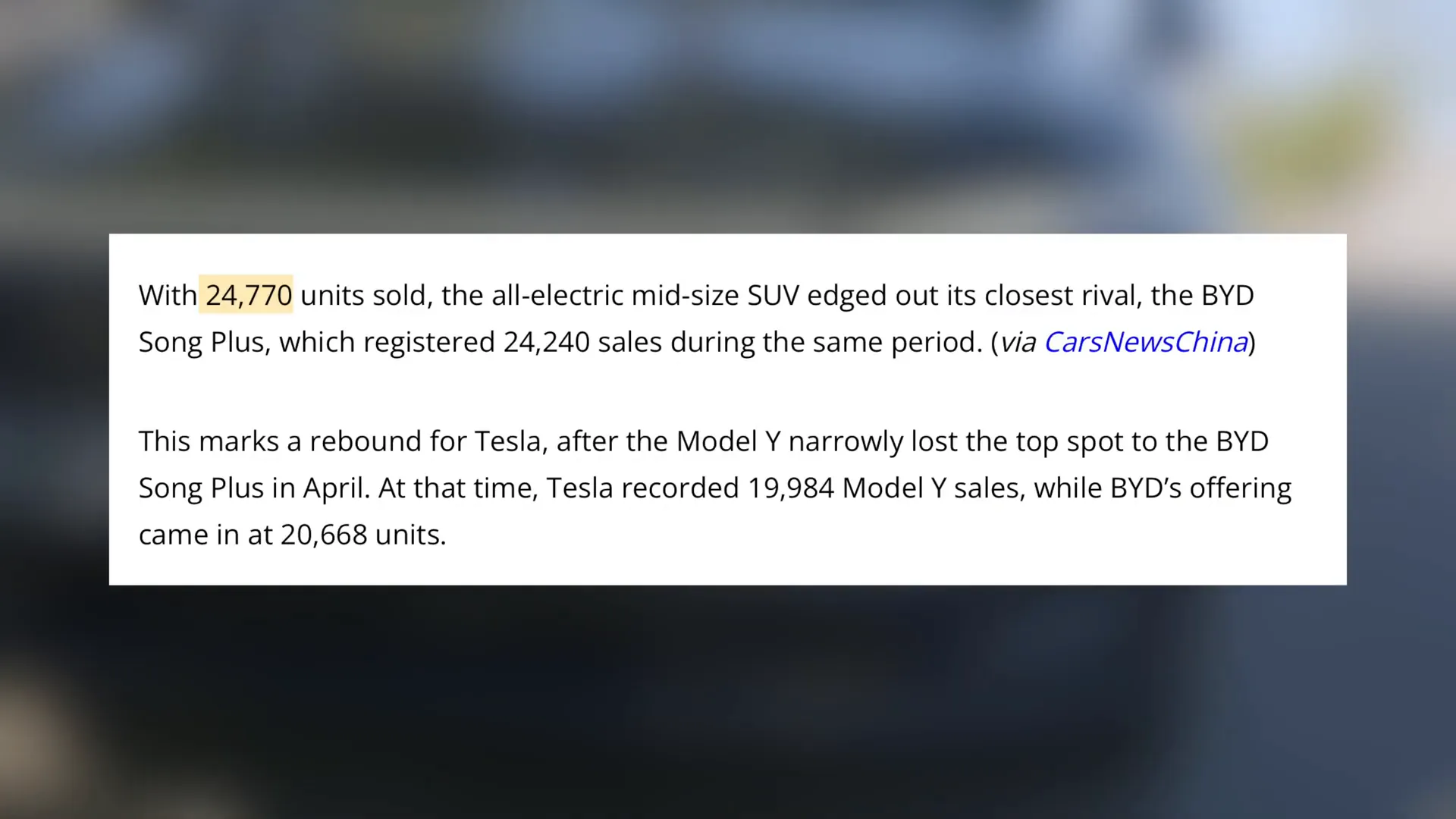 Tesla Model Y tops SUV sales in China for May 2025