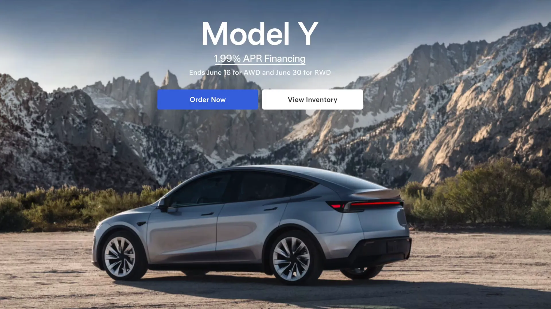 Tesla Model Y rear-wheel drive financing incentive