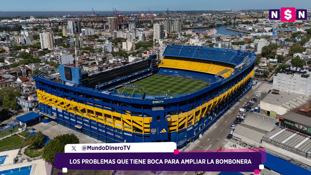 Vista a�rea de la Bombonera rodeada por calles y edificaciones del barrio