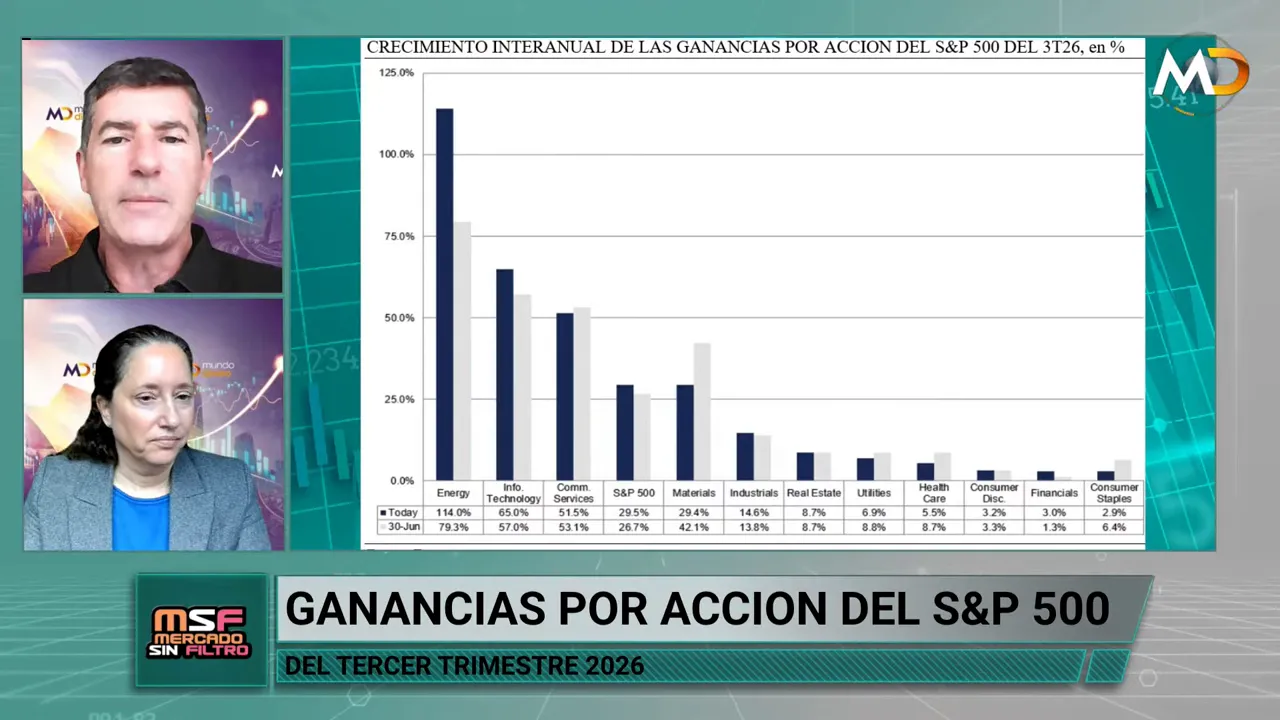 Gr�fico de barras de ganancias por acci�n por sector del S&P 500