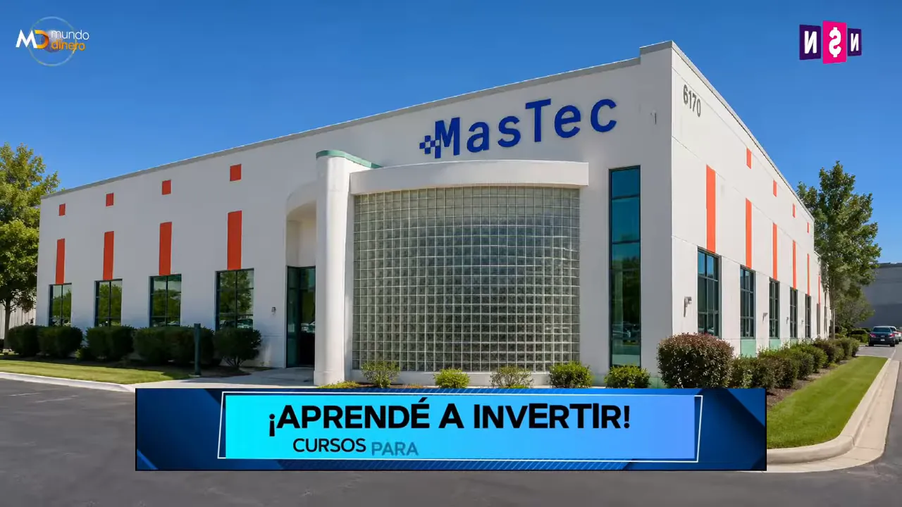 Edificio corporativo blanco con el logotipo de MasTec en la fachada
