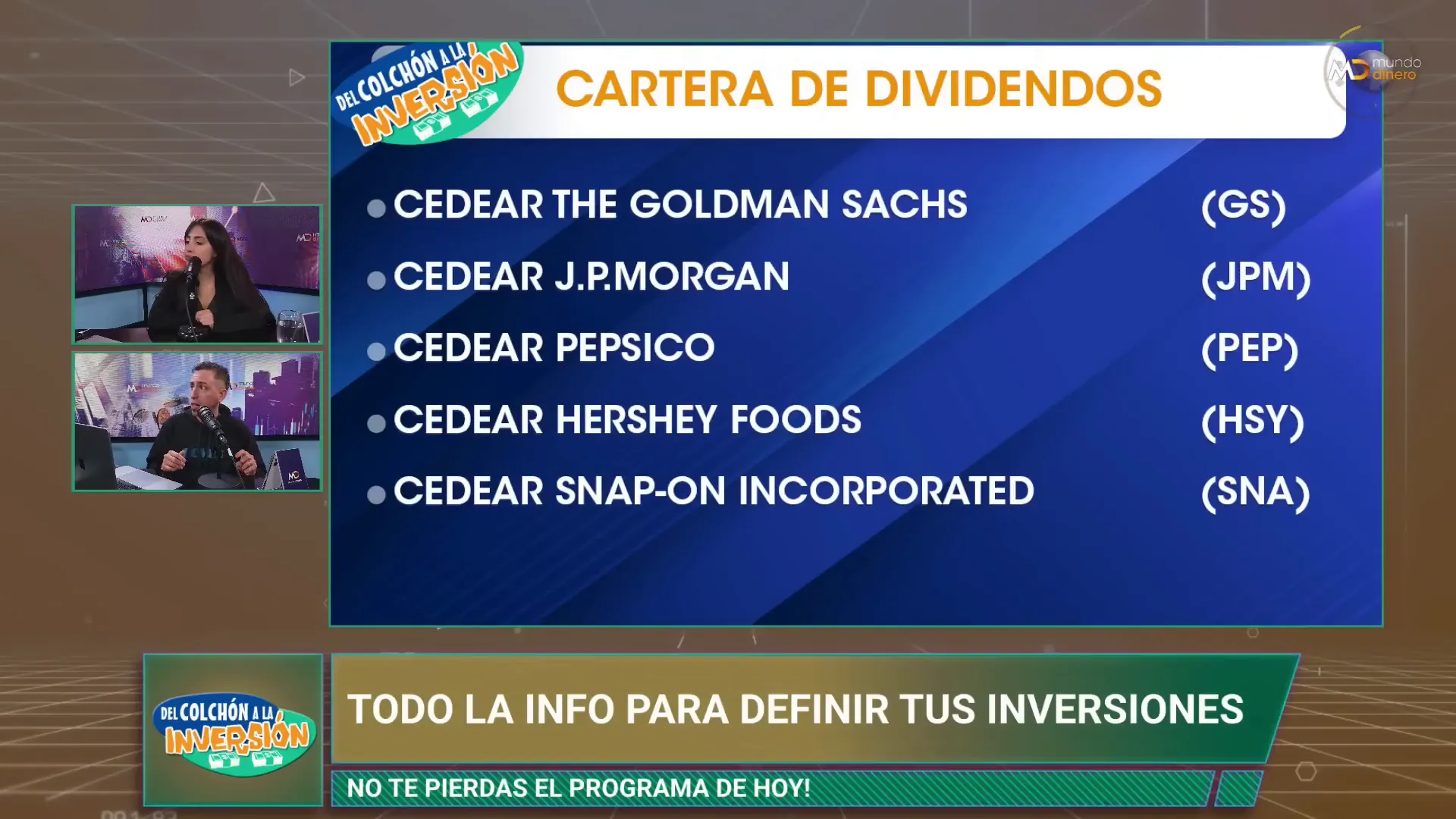 Lista de empresas seleccionadas para la cartera de dividendos