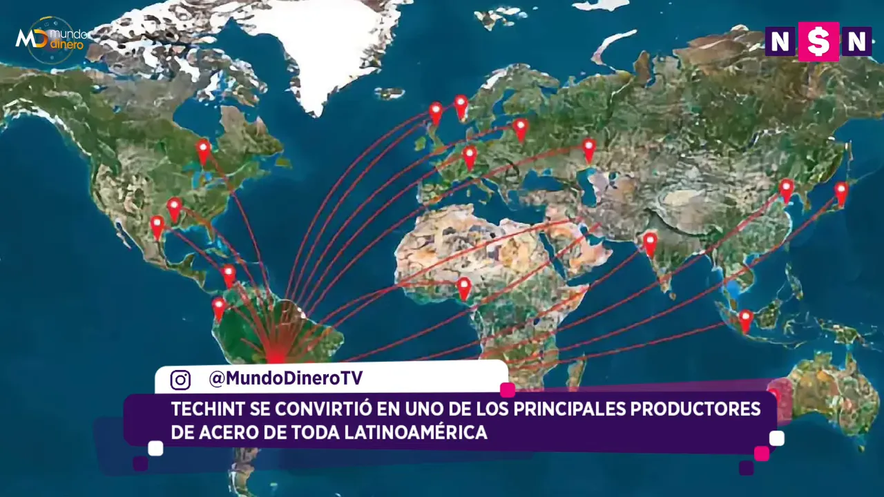 Mapa mundial con marcadores de operaciones industriales