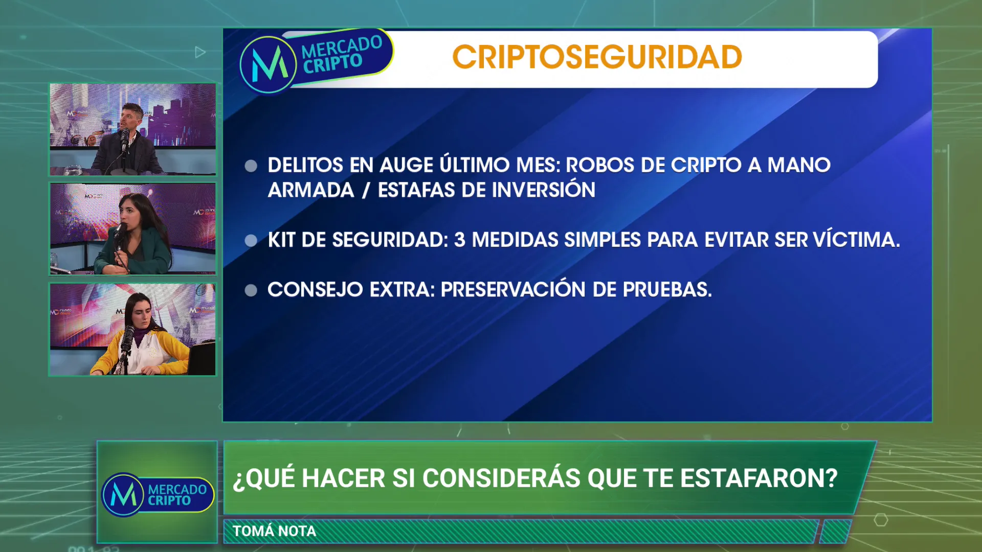Placa con modalidades de delitos en auge en el mundo cripto