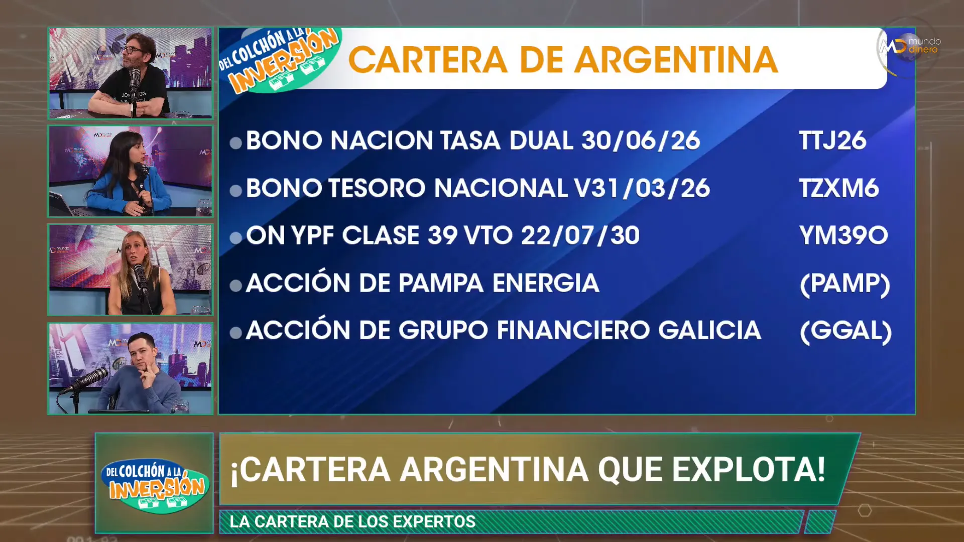 Valentina presenta cartera argentina con bonos y acciones