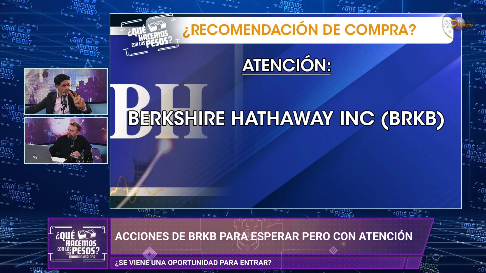 Panel con ticker de Berkshire, UNH y Baidu para la regin internacional