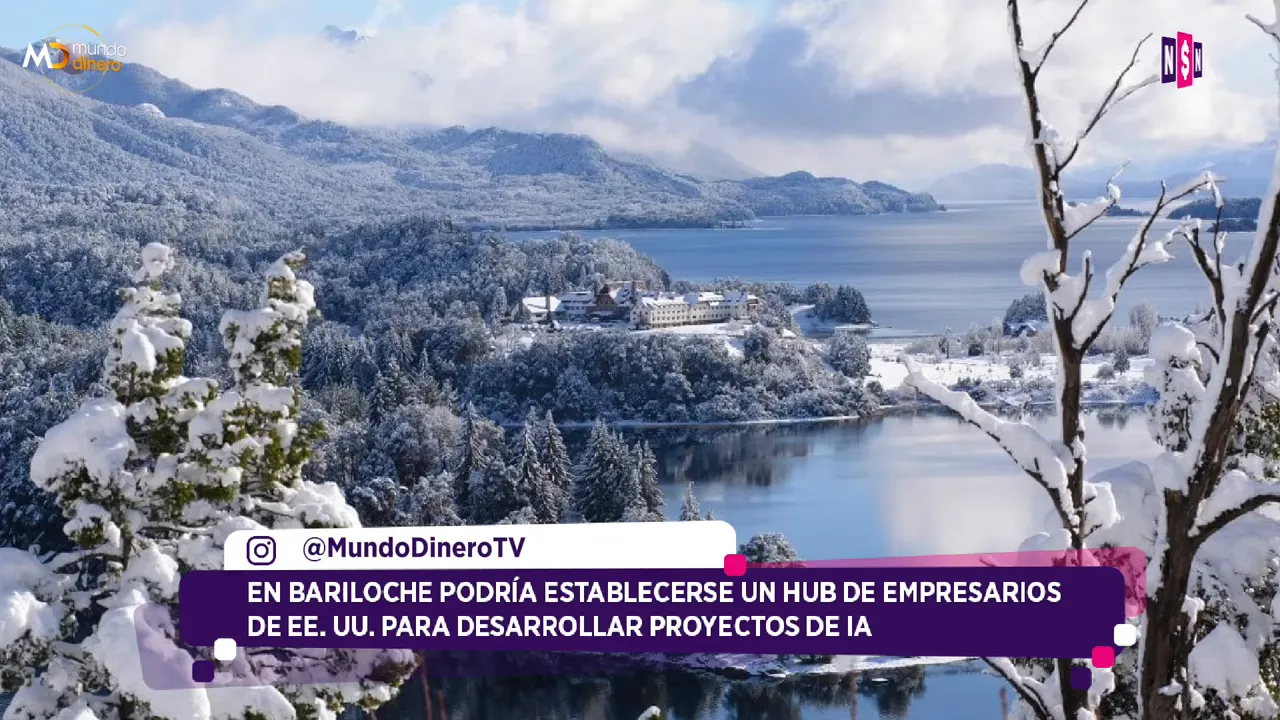 Vista nevada de Bariloche con lago y monta�as