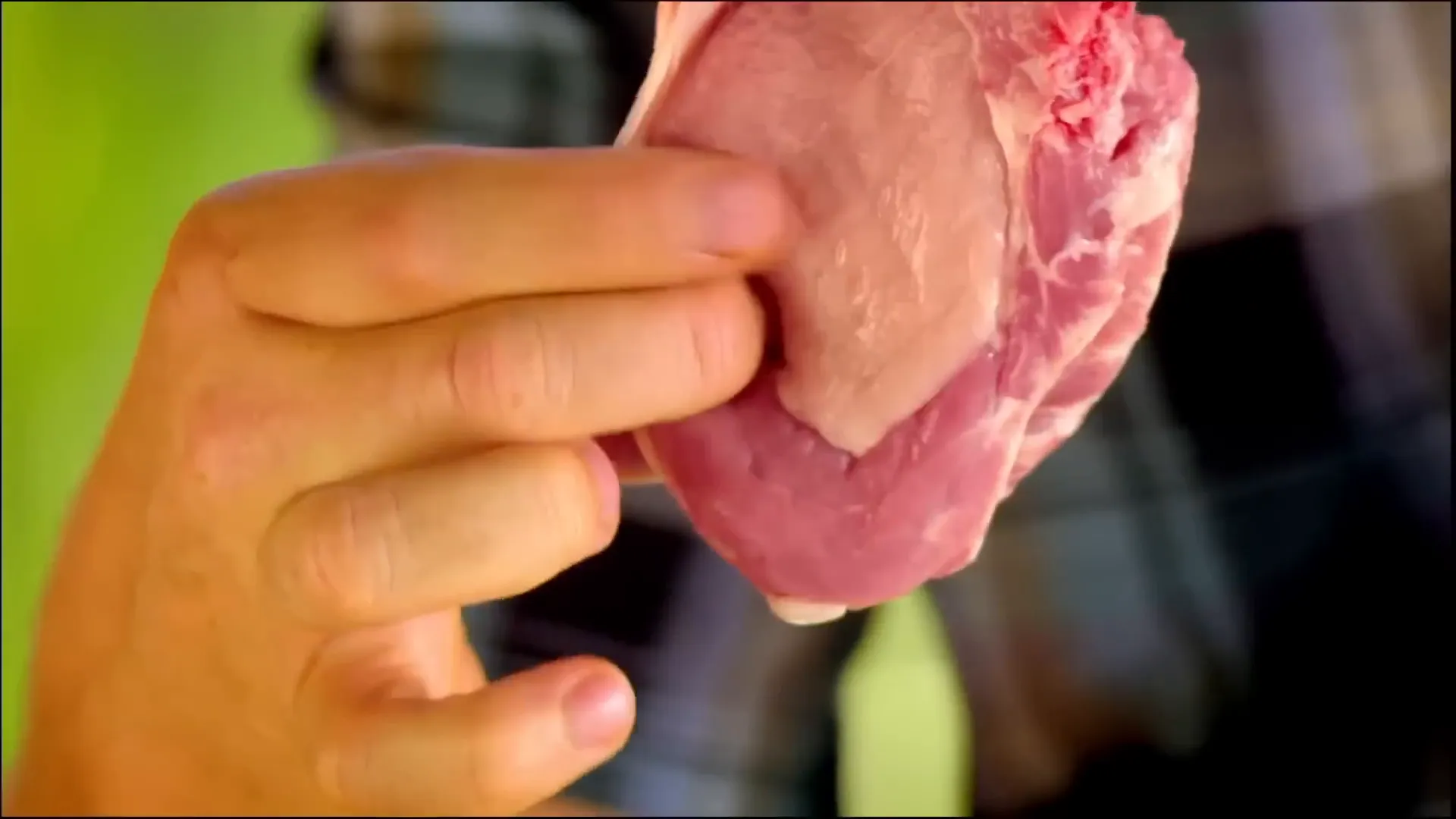 Raw pork chops with eye meat and rib meat ready to be stuffed