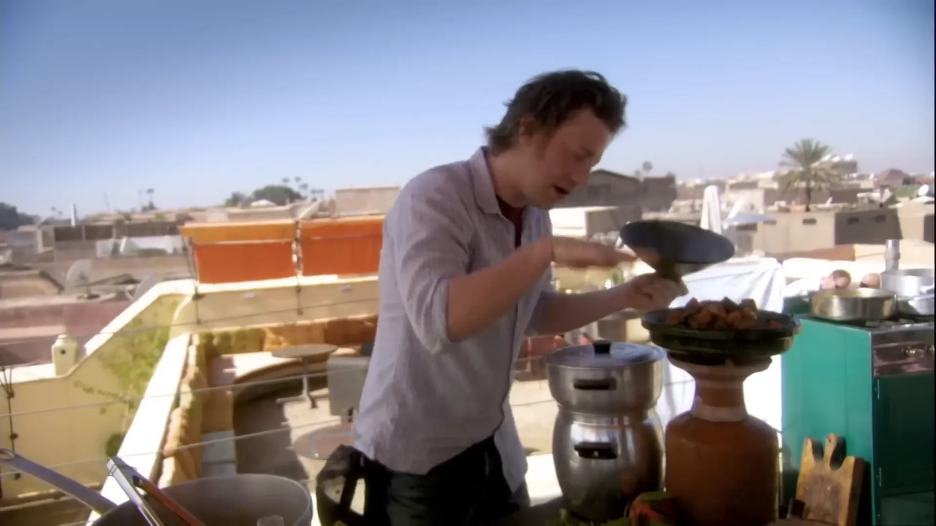 Tender beef tagine ready to serve with couscous