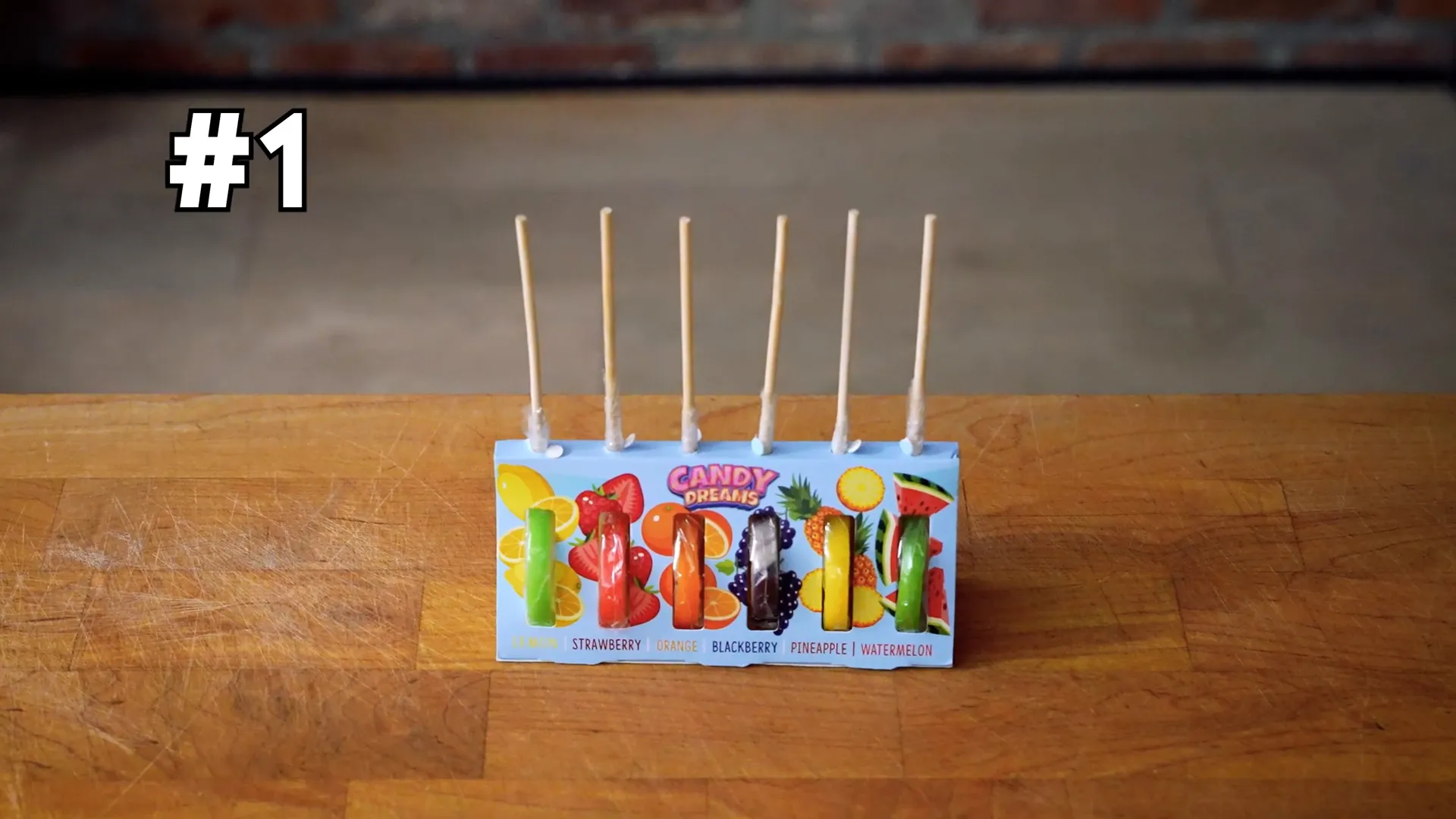 close-up of colorful lollipops in packaging