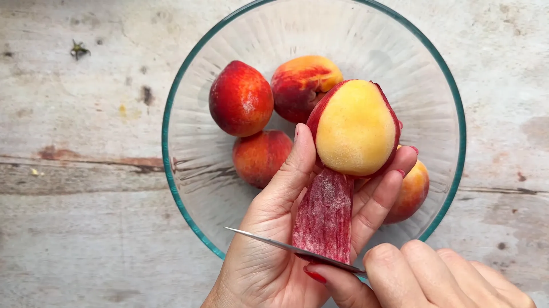 Fresh peaches on the counter ready for cobbler