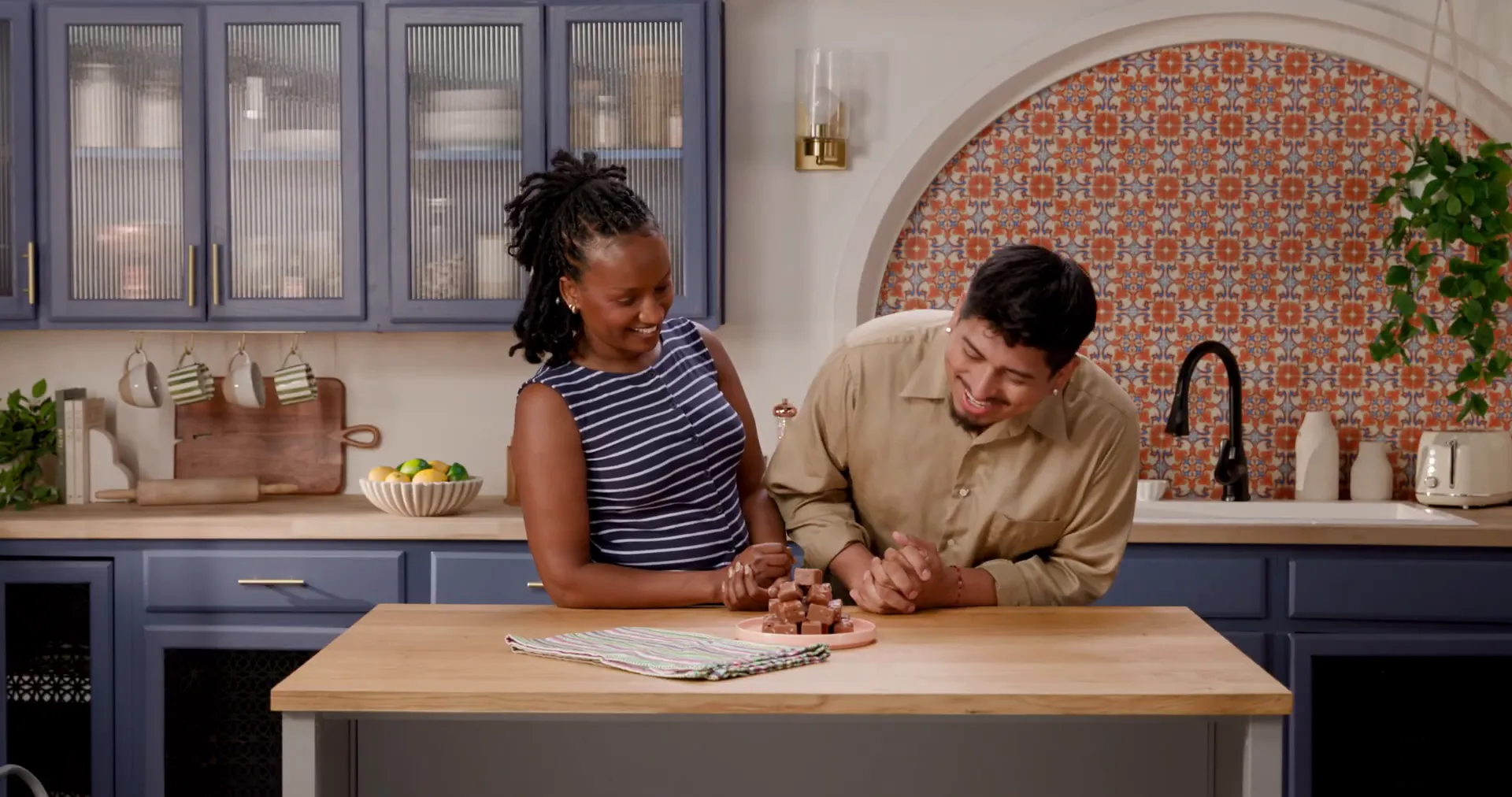 The blind taste test reveal moment with the guest