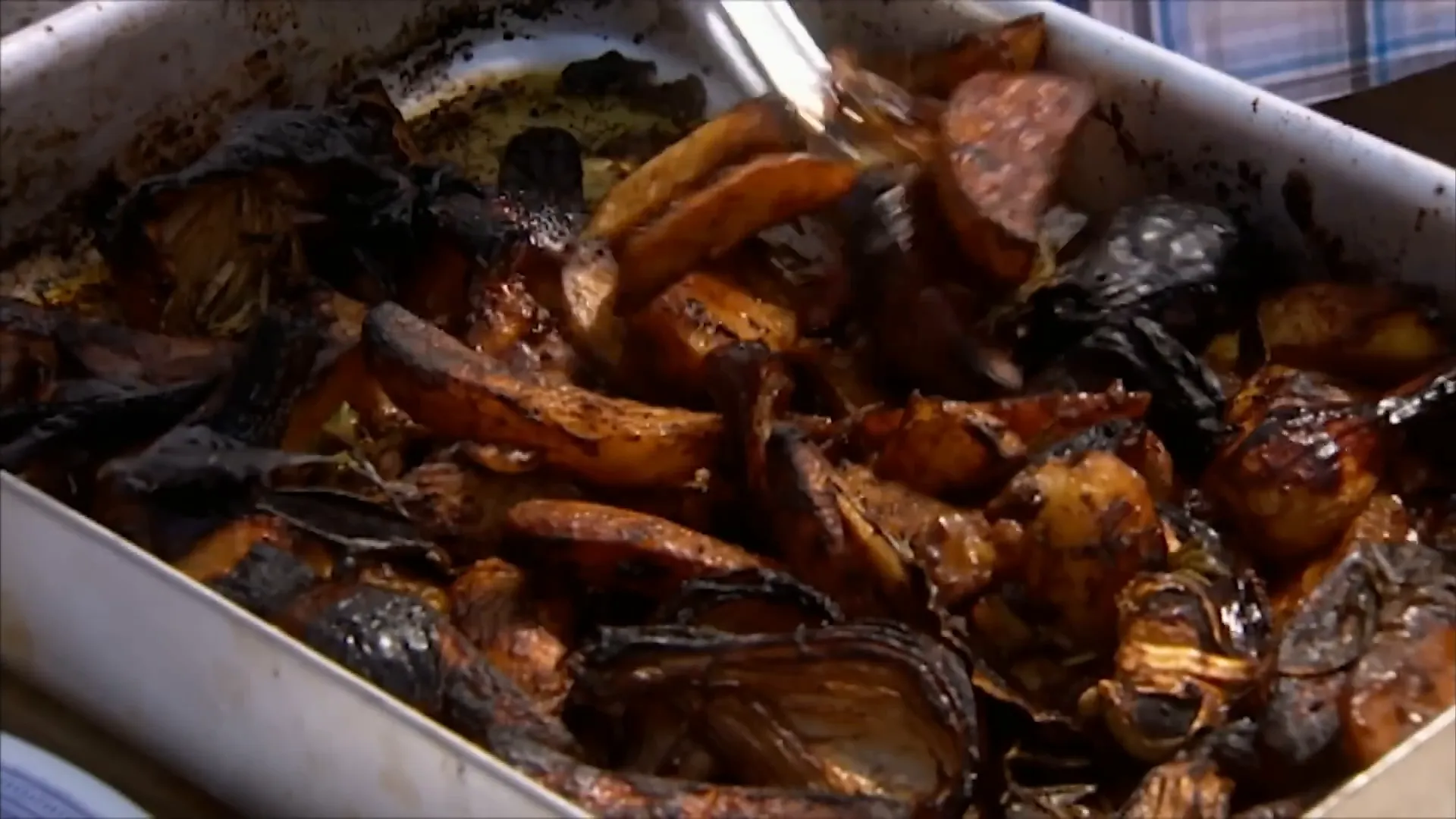 Caramelized balsamic glazed potatoes and onions ready to serve