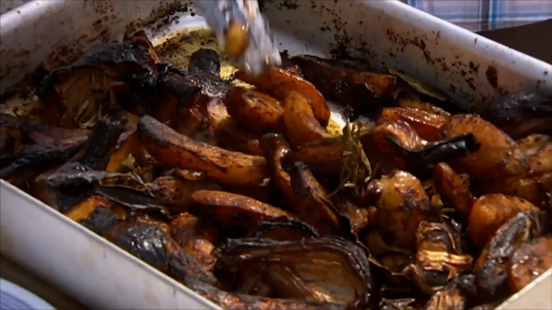 Caramelized balsamic roasted potatoes and pork loin