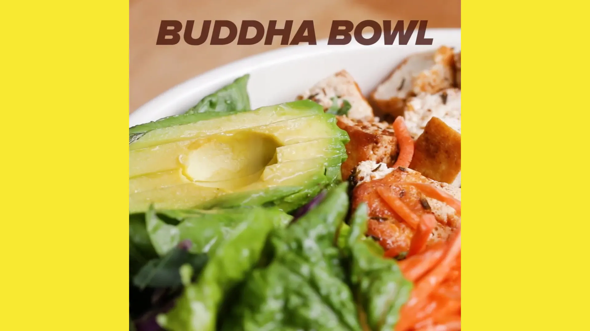 Colorful protein packed Buddha bowl with veggies and grains