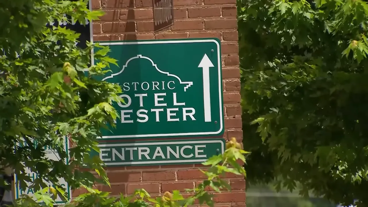 Historic Hotel Chester entrance with small sign