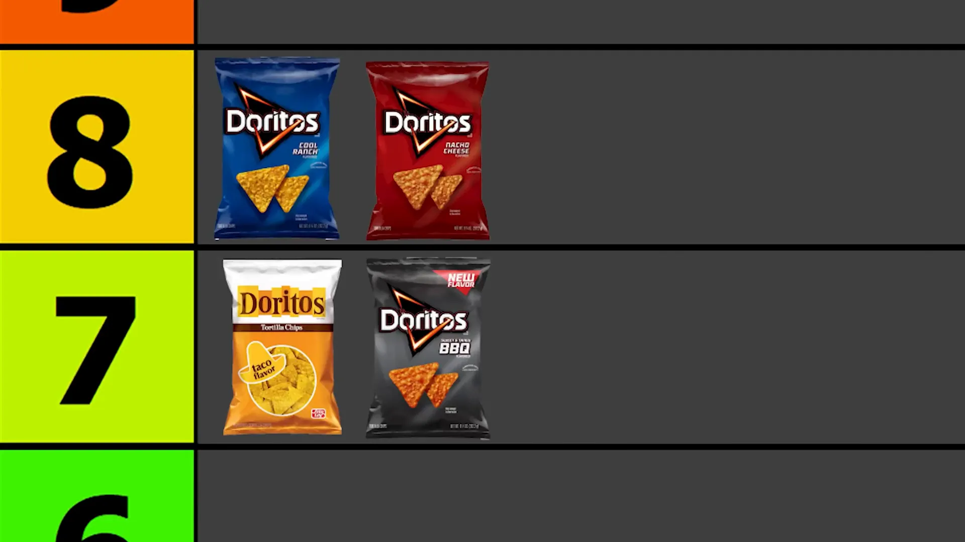 Barbecue and Golden Sriracha Doritos with vibrant colors
