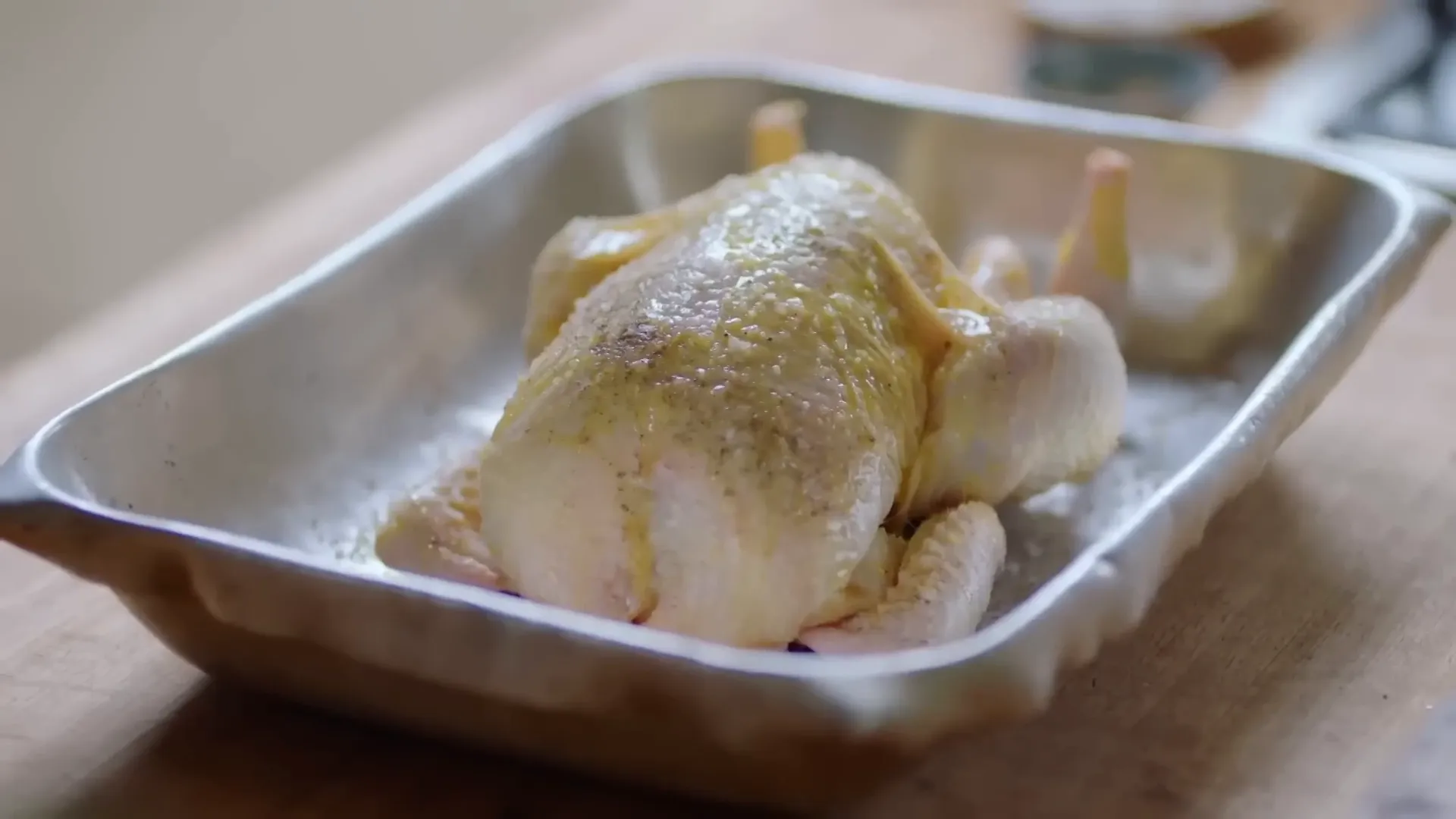 Seasoned chicken rubbed with olive oil, vinegar and tarragon