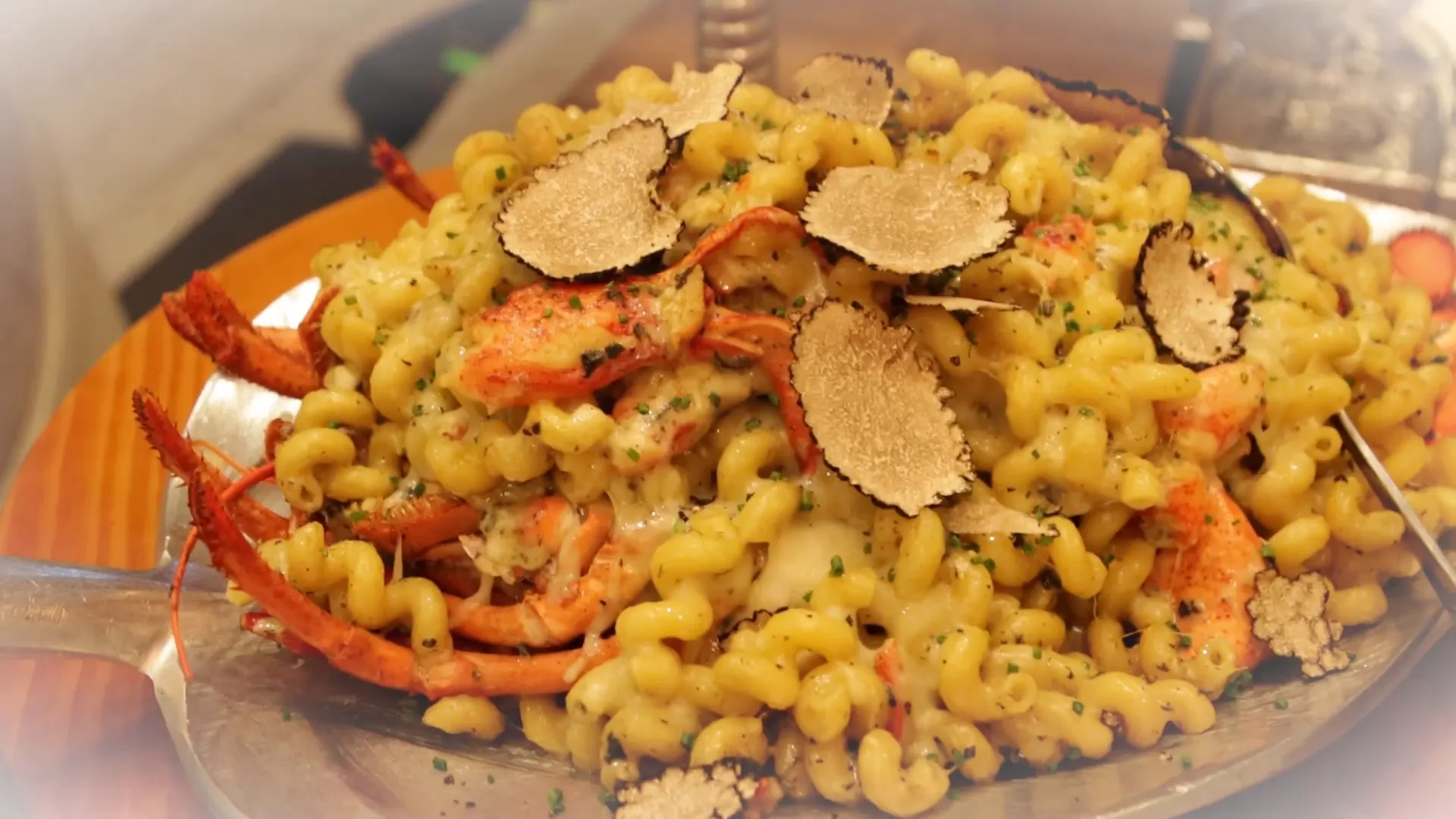 Huge lobster mac and cheese dish from Barton G with truffle