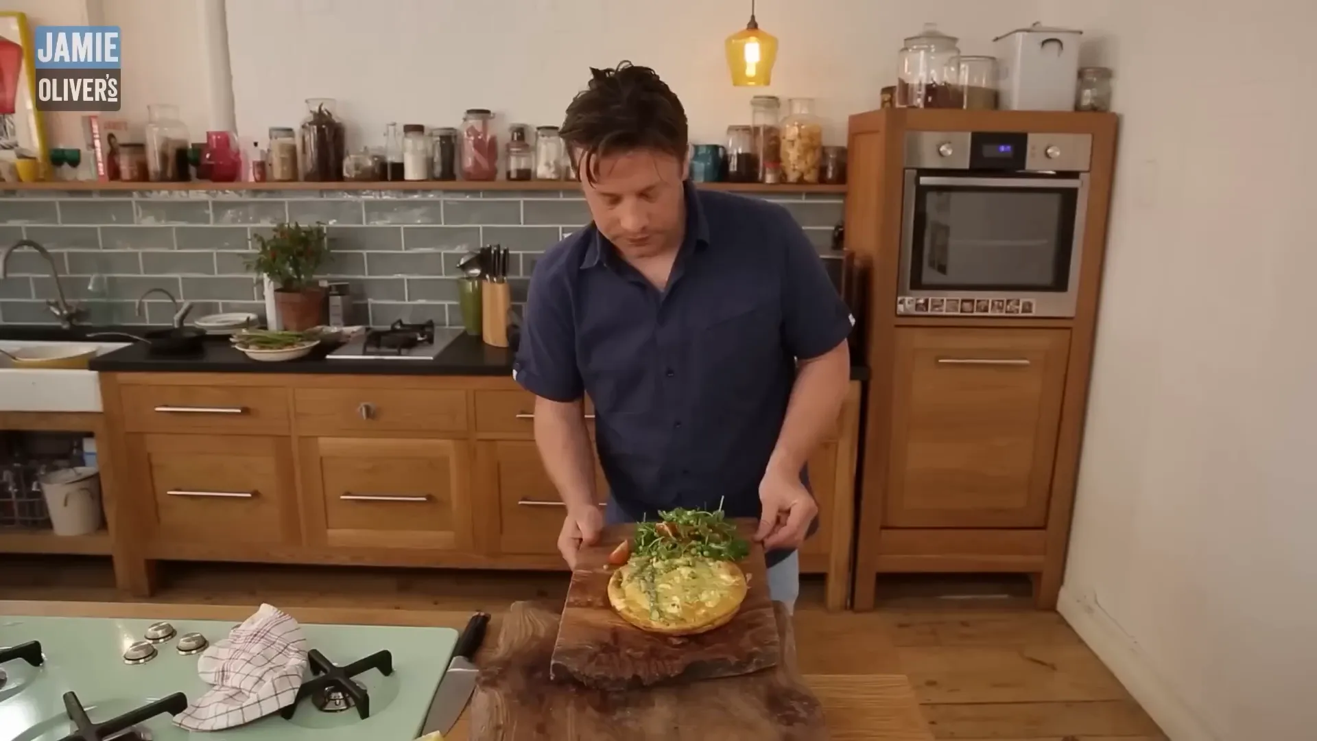 Golden and fluffy summer frittata ready to serve