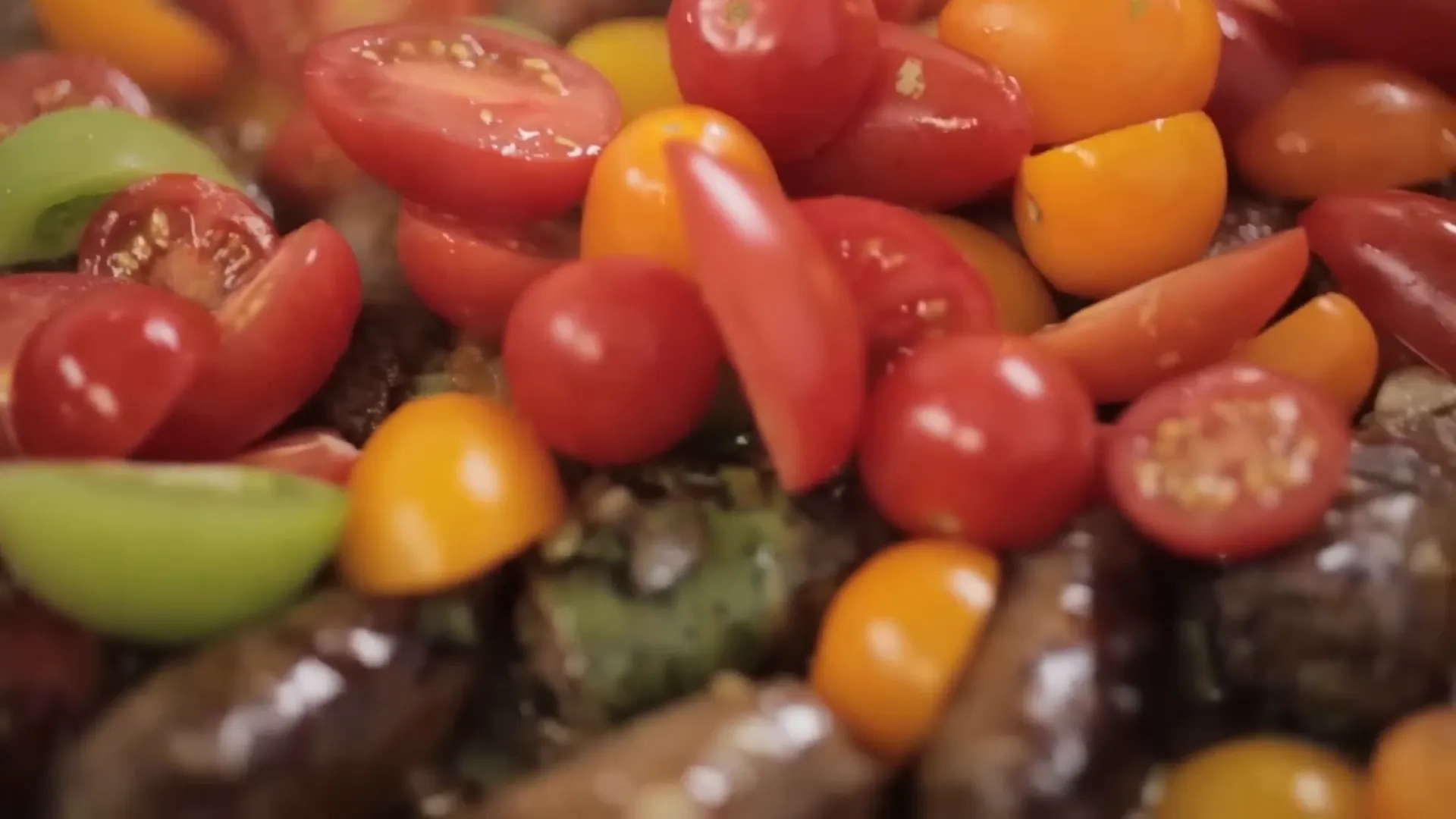 Browning spicy merguez sausages for pasta sauce