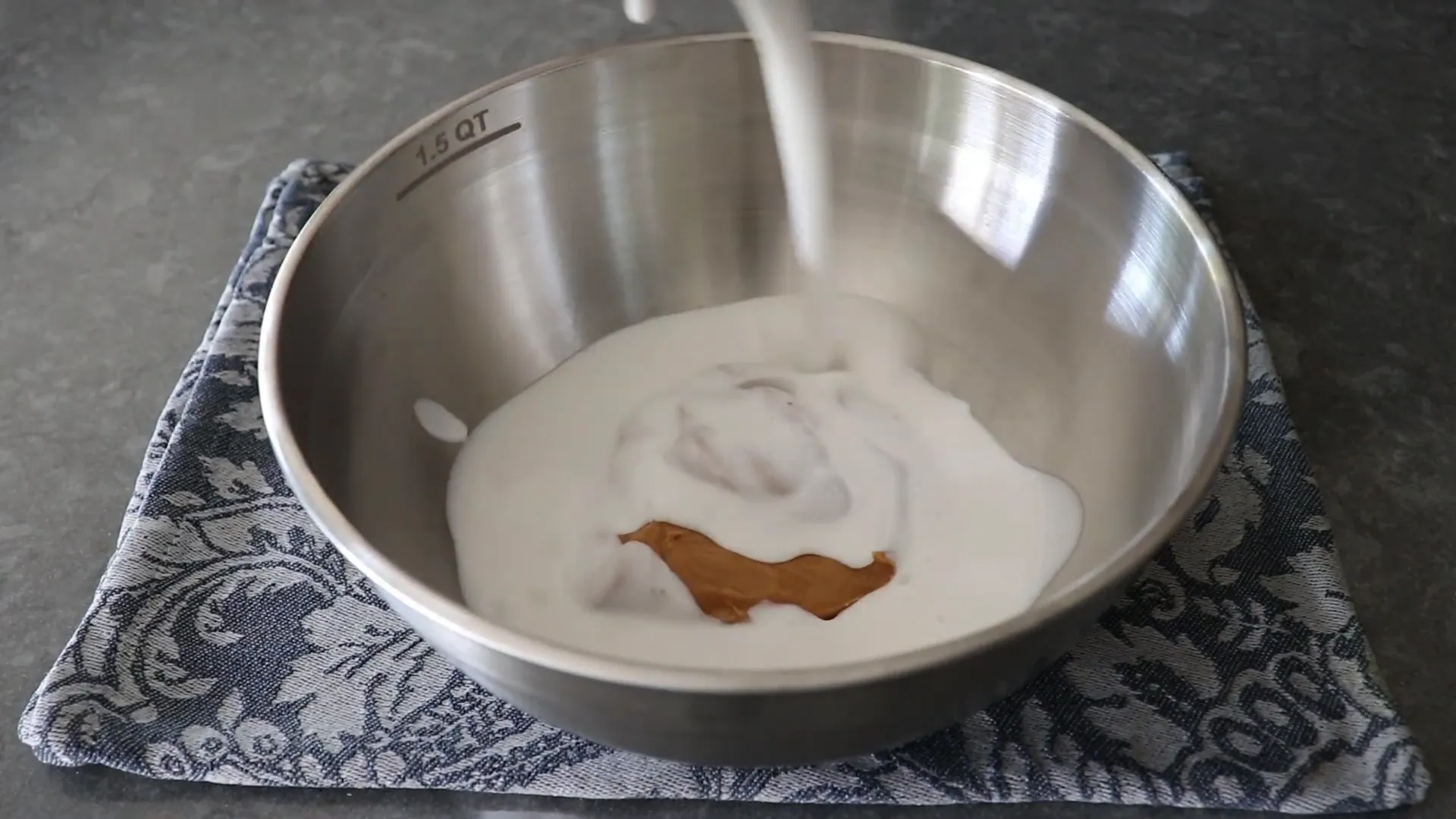 Ingredients for peanut sauce including peanut butter and coconut milk