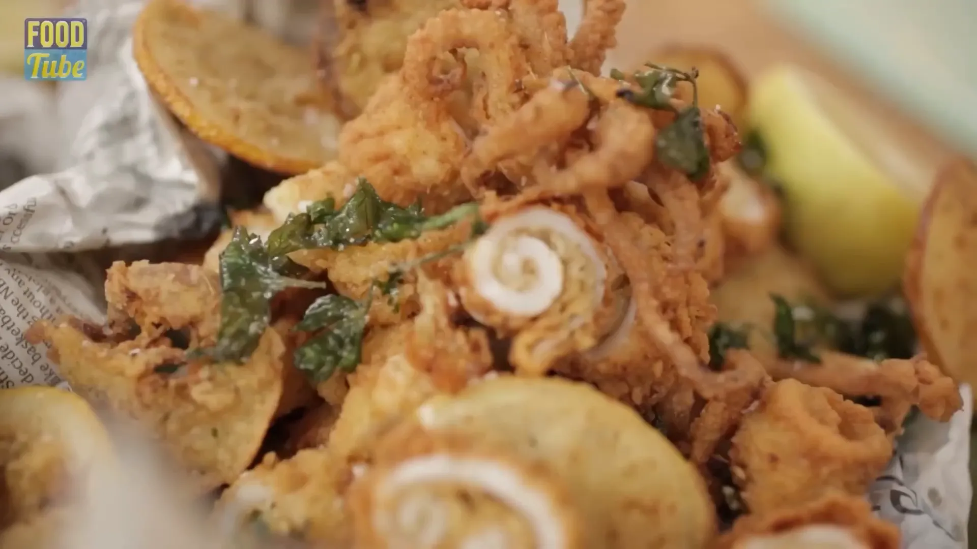 Crispy fried squid with spicy harissa mayonnaise