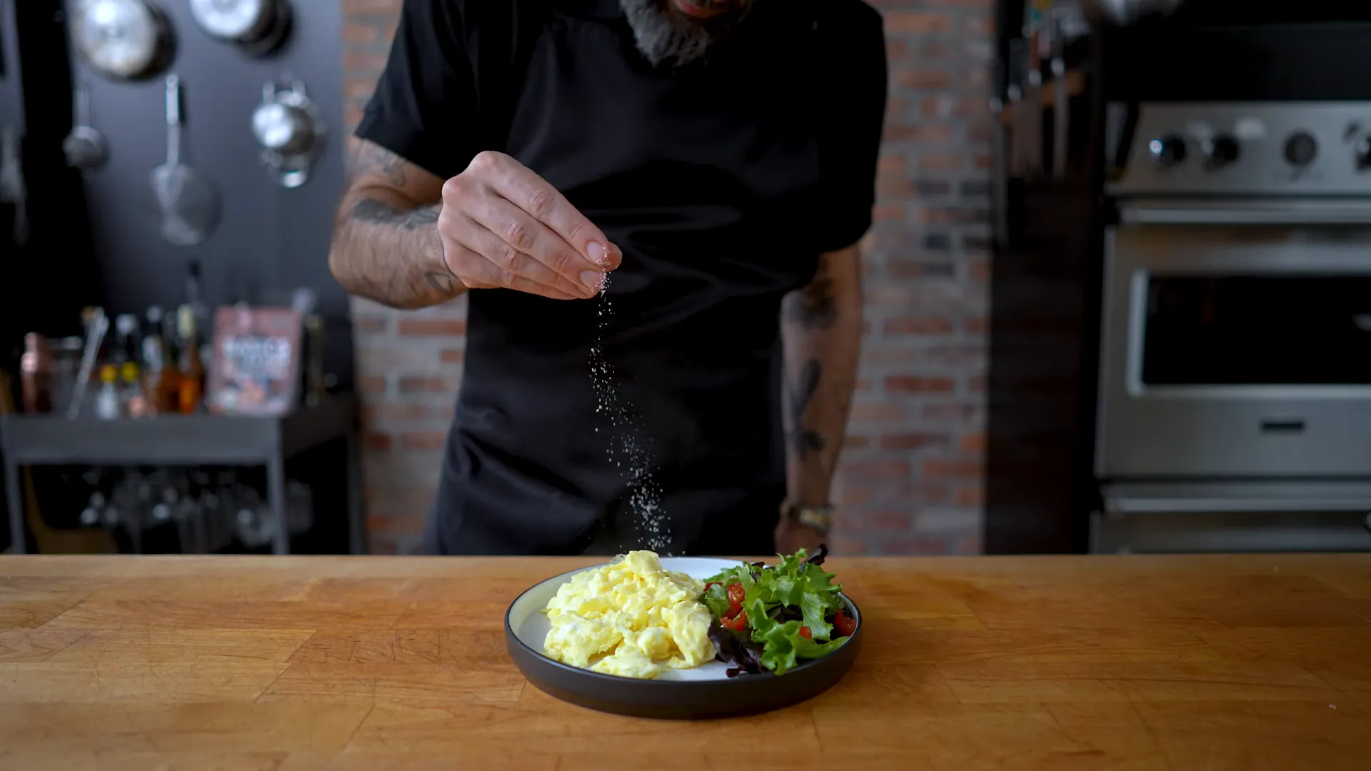 Basic scrambled eggs finished in the pan
