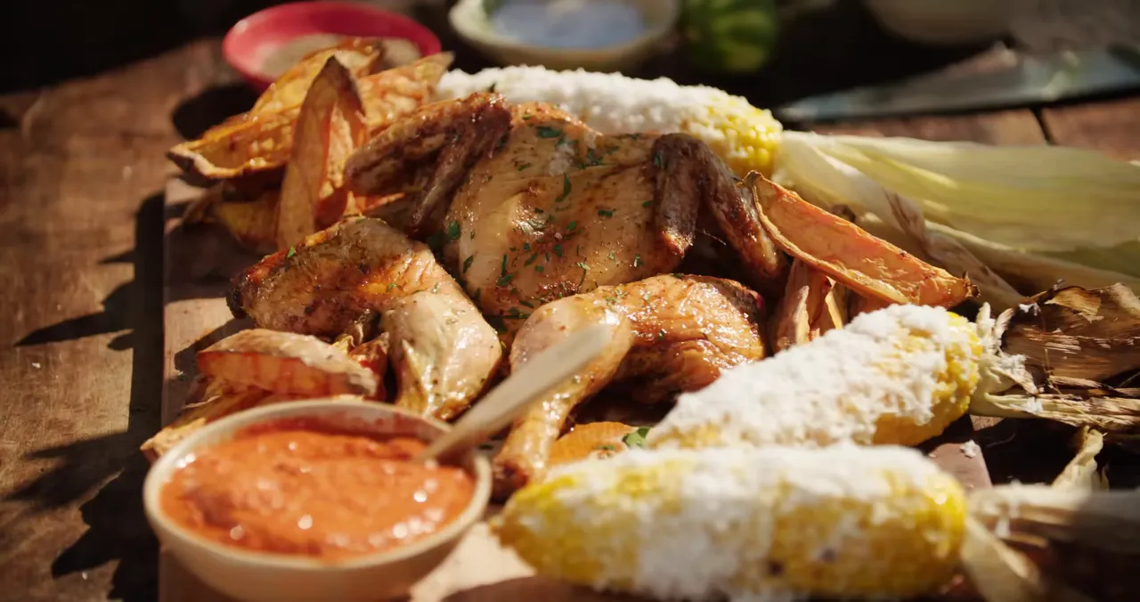 Crispy finished butterfly paprika chicken ready to serve