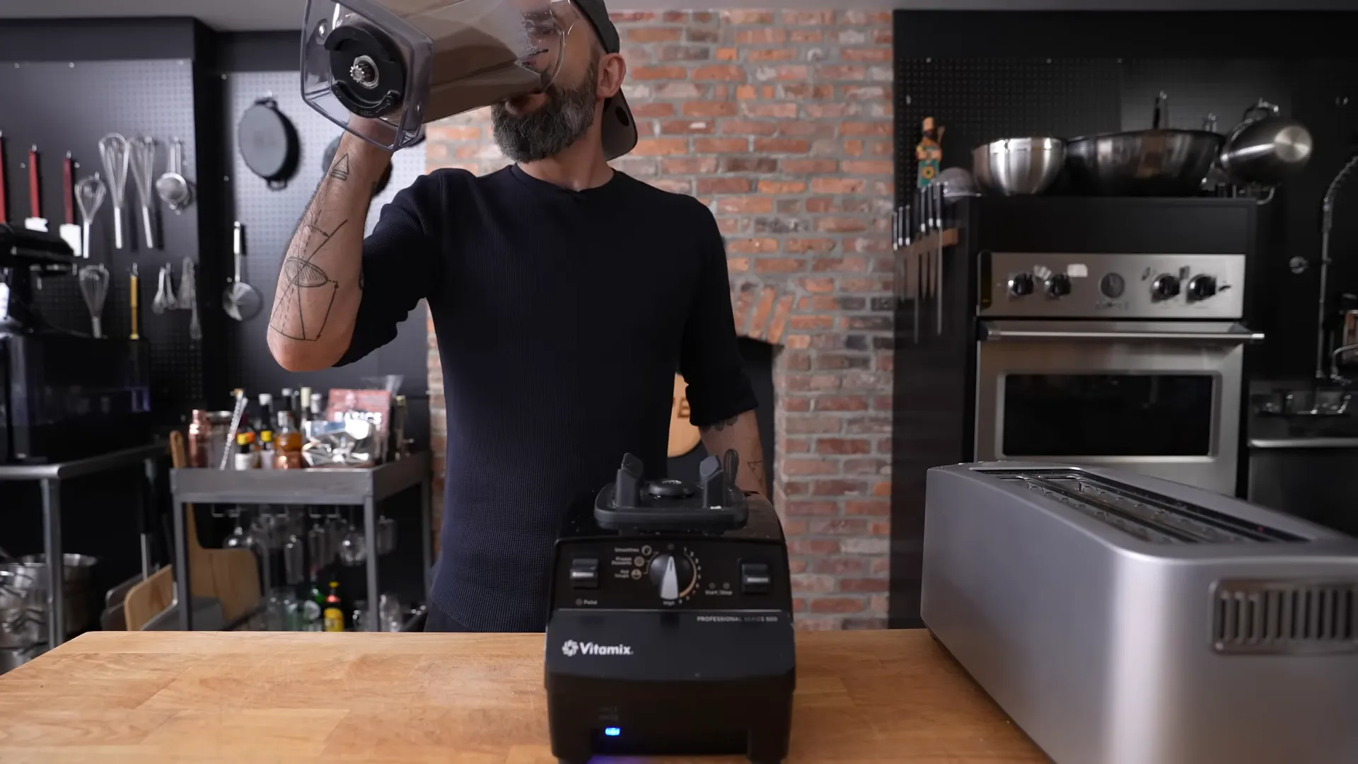 A kaleidoscopic Pop-Tart smoothie being tasted with a bemused expression