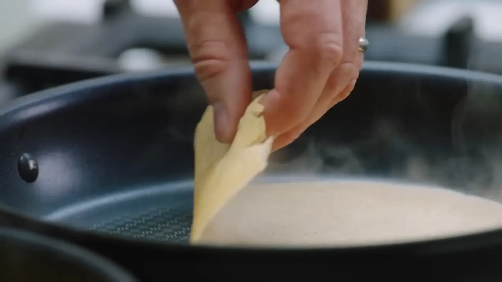 Cooking thin whole wheat pancakes in a nonstick pan
