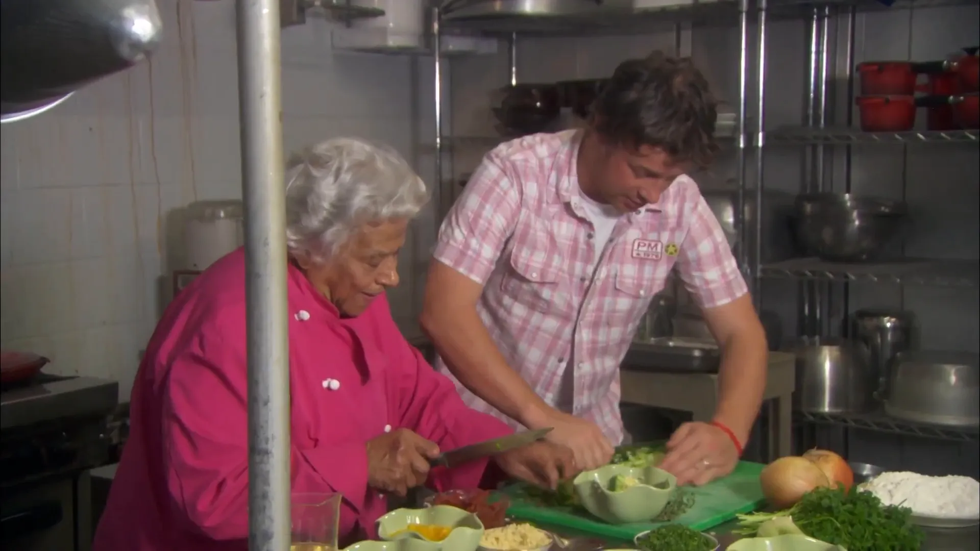 Leah Chase preparing Creole gumbo with the holy trinity