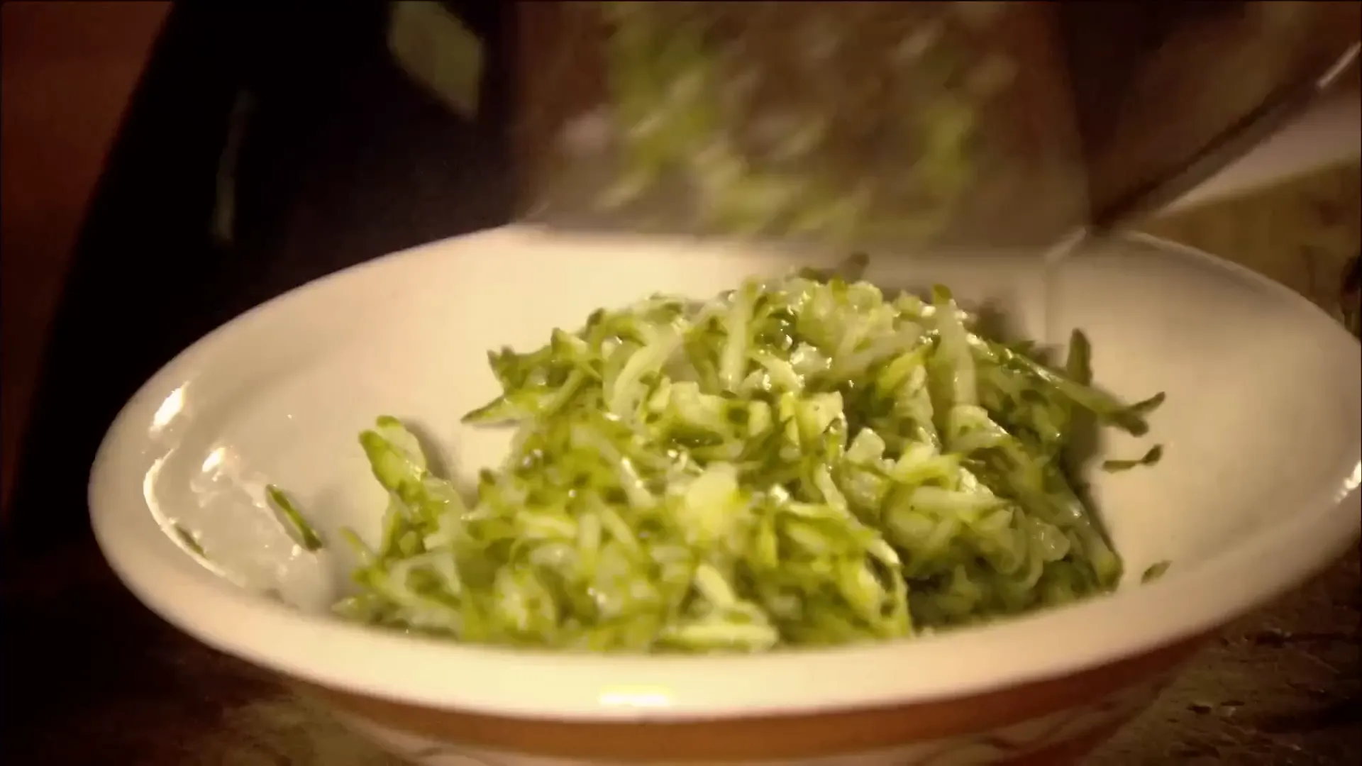 Grated cucumber for making tzatziki