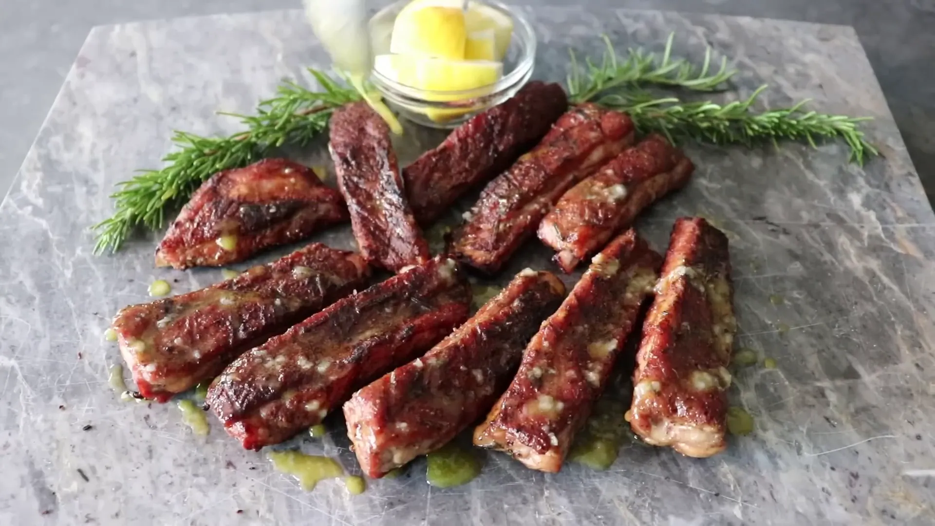 Serving Tuscan style ribs drizzled with citronette