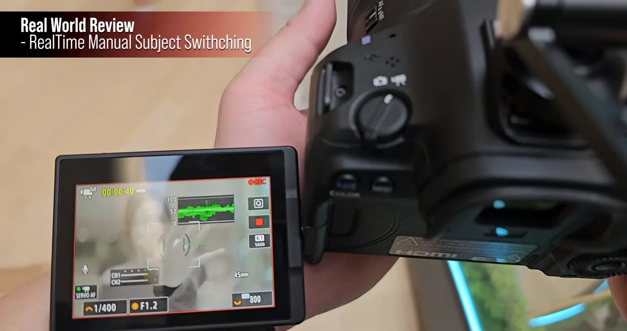 หน้าจอบันทึกของ Canon EOS R6 Mark III แสดงการติดตาม subject และข้อมูลการโฟกัสบนจอ
