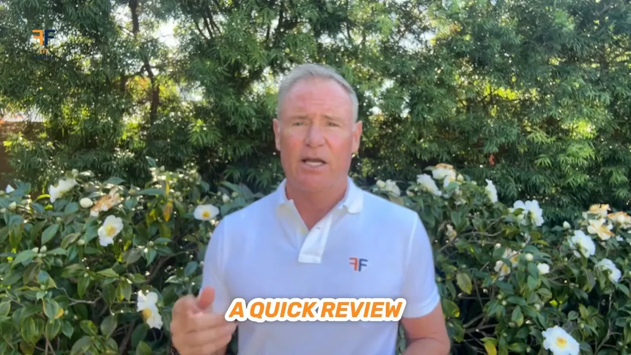 Outdoor presenter with text overlay 'A QUICK REVIEW' encouraging a mortgage review