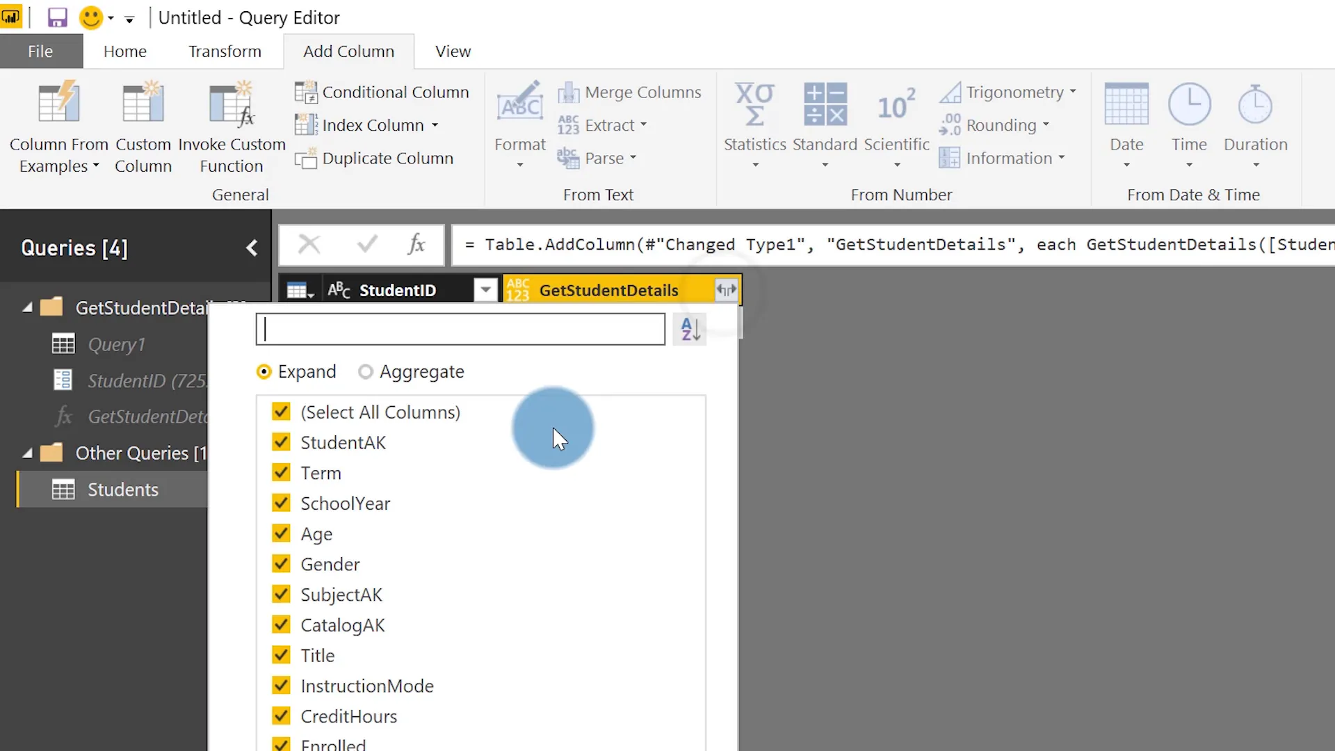 Invoking the custom function