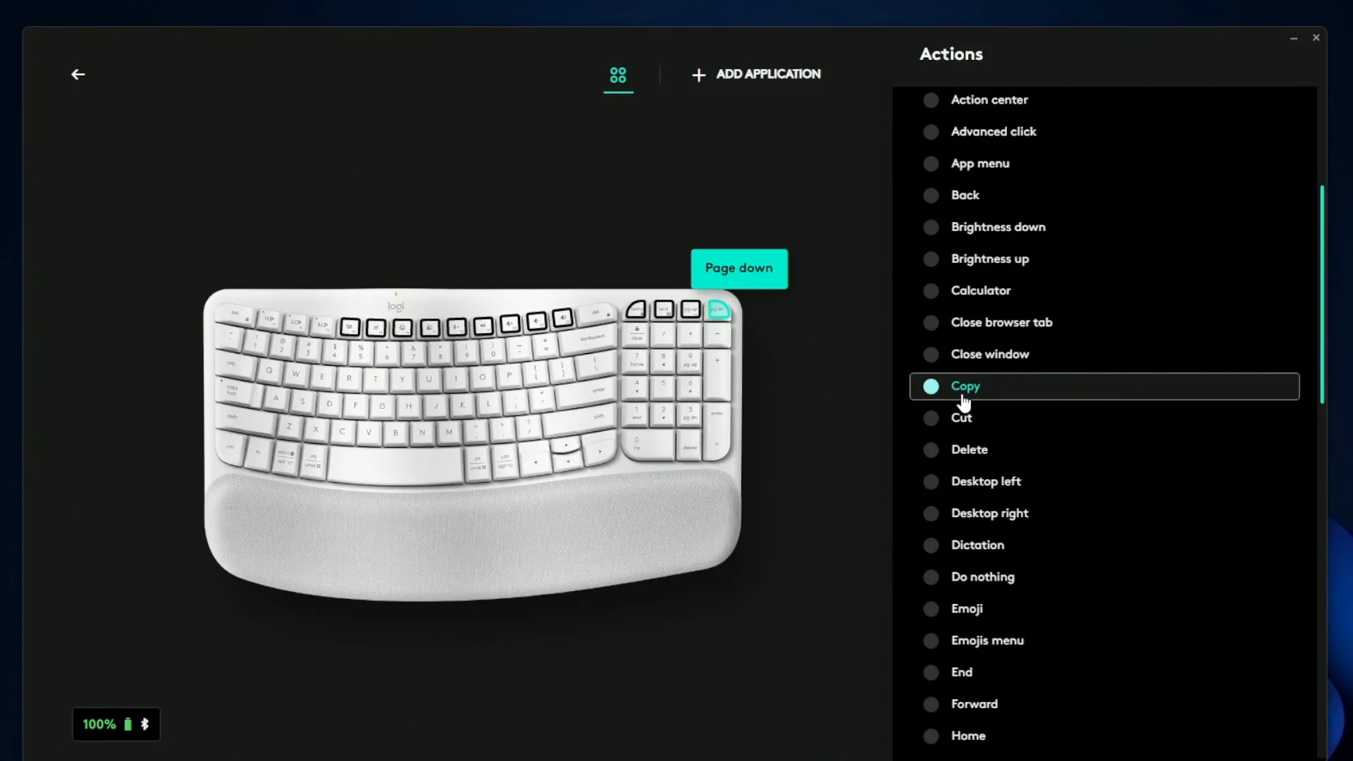 Custom shortcuts menu in Logi Options+