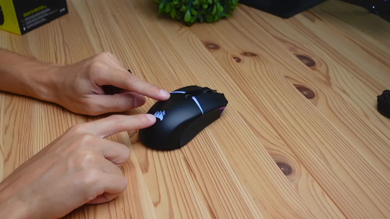 NightSabre RGB lighting with Corsair logo and front pattern illuminated